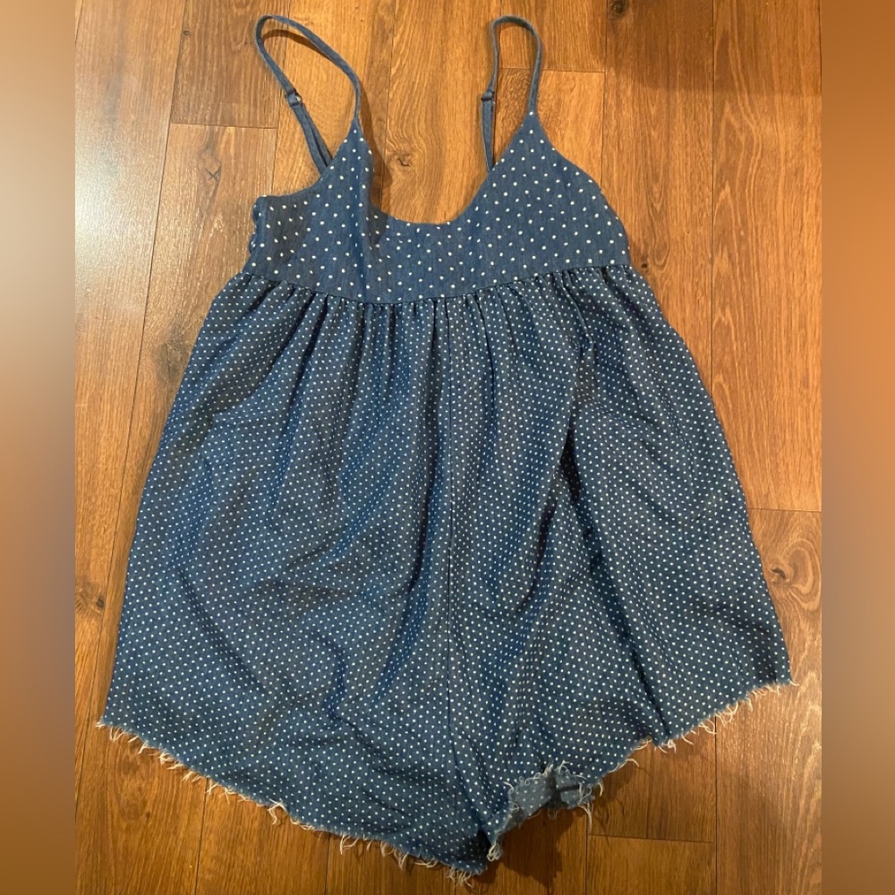 Oneteaspoon denim romper with polka dots